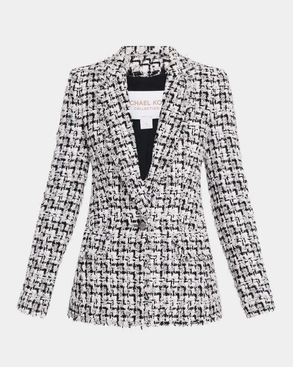 Eyelash Tweed Single-Breasted Blazer